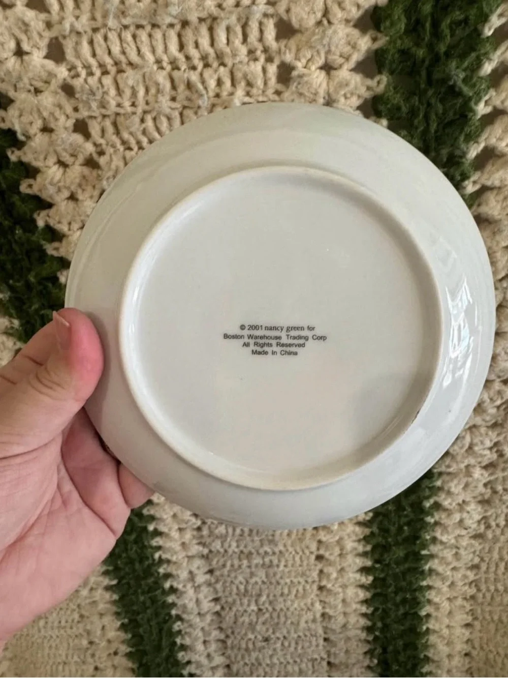 Boston Warehouse White Ceramic Snack Bowls with Wine & Cheese Art